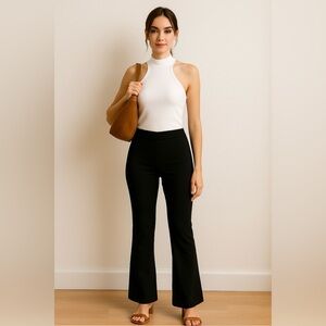 Black High-Waisted Flare Pants Women’s M | Stretch Knit Pull-On Dressy Workwear